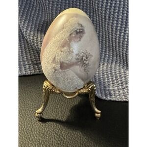 Eggzakly Handcrafted Porcelain Egg With Gold Stand Bride Glitter